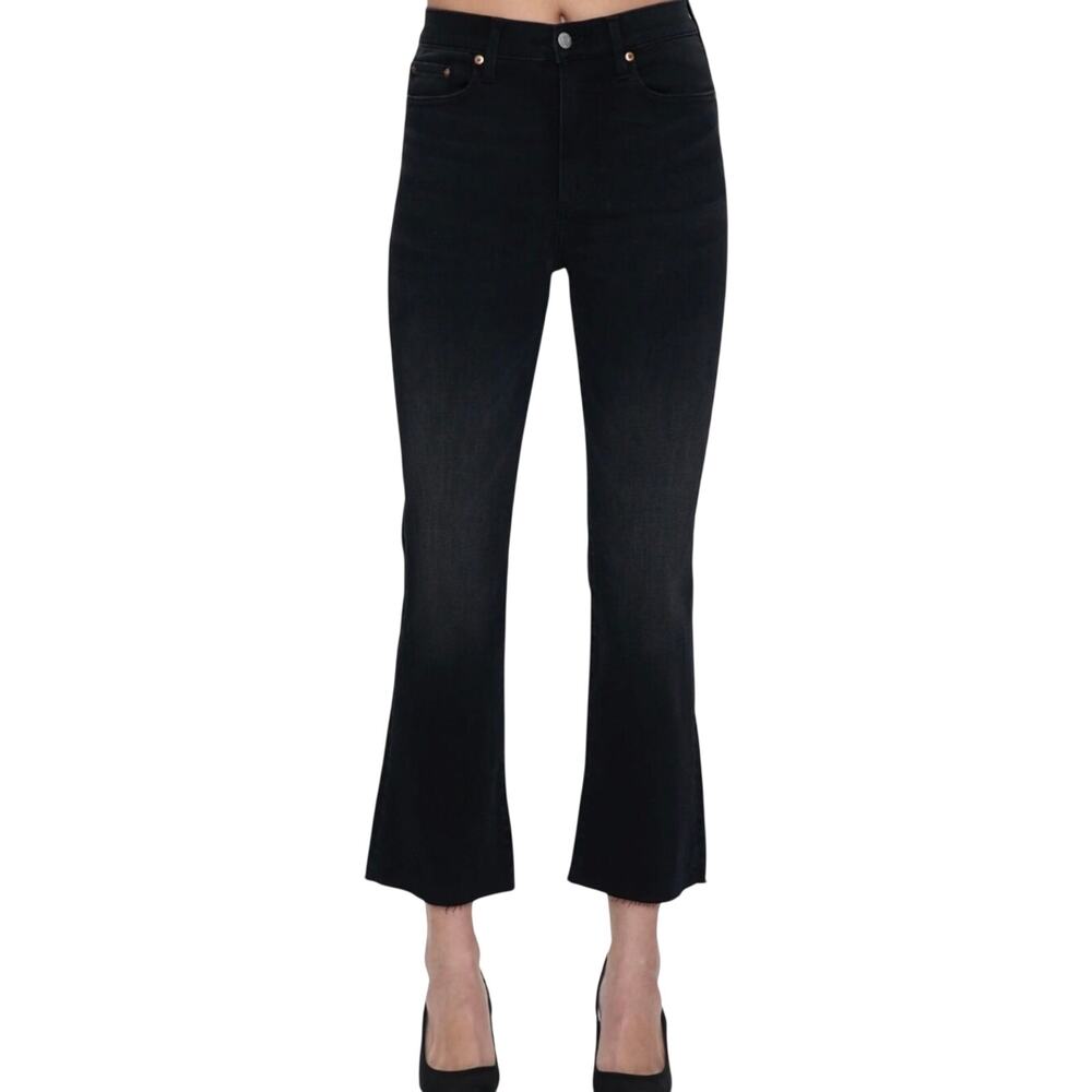 Pistola jeans, black, abyss, Lennon hi-rise cropped boot cut jeans, stretch, 24